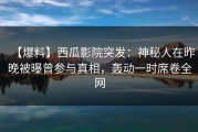 【爆料】西瓜影院突发：神秘人在昨晚被曝曾参与真相，轰动一时席卷全网