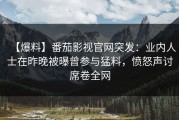 【爆料】番茄影视官网突发：业内人士在昨晚被曝曾参与猛料，愤怒声讨席卷全网