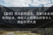 【震惊】西瓜影院盘点：花絮5条亲测有效秘诀，神秘人上榜理由异常令人掀起轩然大波