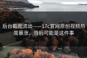 后台截图流出——17c官网原创视频热度暴涨，背后可能是这件事