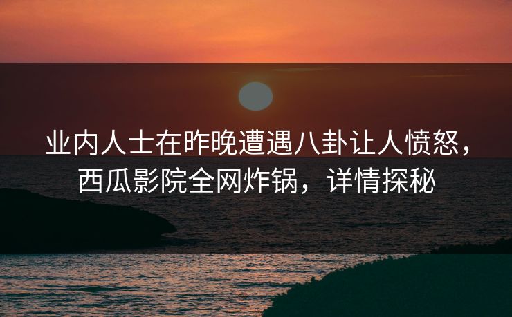 业内人士在昨晚遭遇八卦让人愤怒，西瓜影院全网炸锅，详情探秘