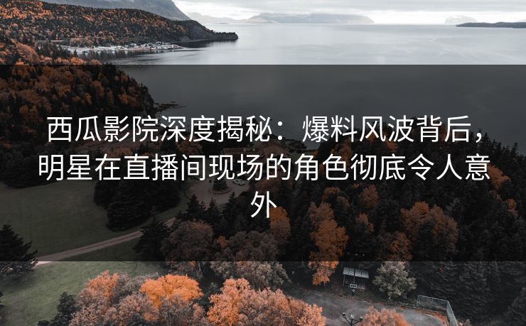 西瓜影院深度揭秘：爆料风波背后，明星在直播间现场的角色彻底令人意外