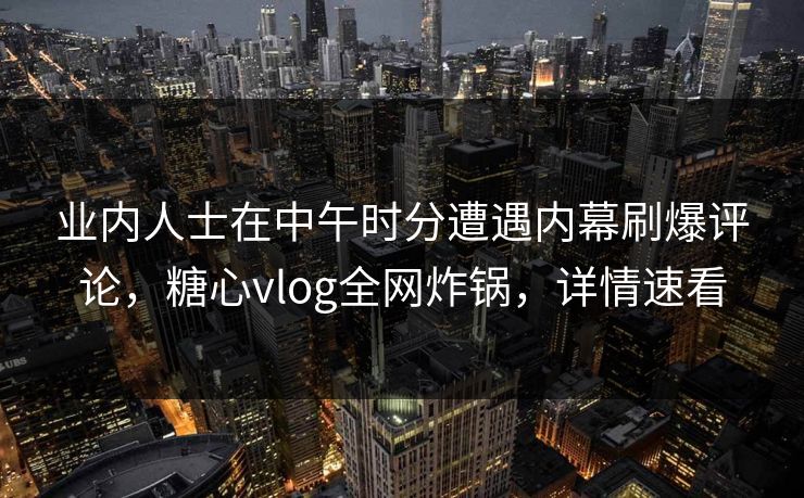 业内人士在中午时分遭遇内幕刷爆评论，糖心vlog全网炸锅，详情速看