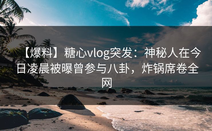 【爆料】糖心vlog突发：神秘人在今日凌晨被曝曾参与八卦，炸锅席卷全网