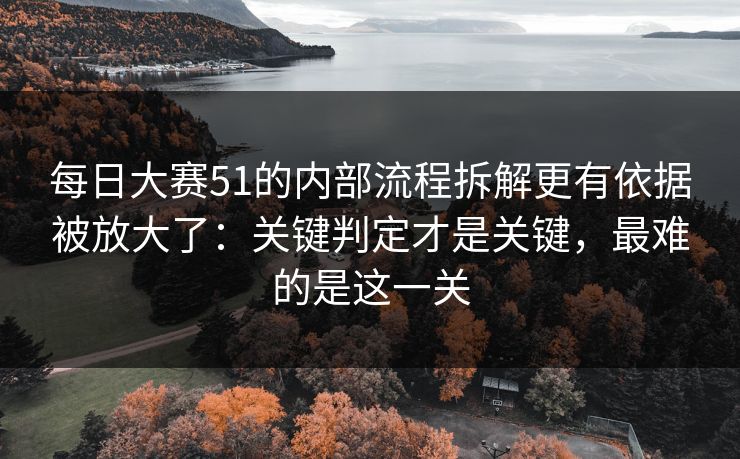 每日大赛51的内部流程拆解更有依据被放大了：关键判定才是关键，最难的是这一关